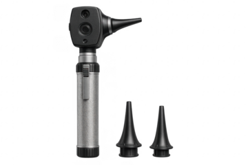 Otoscope examining ear health with medical equipment