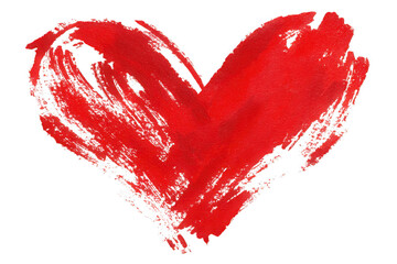 Bold red heart symbolizing love and passion on white background.