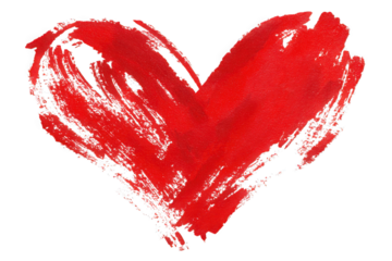 Bold red heart symbolizing love and passion on white background.