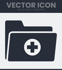 Obraz premium Medical folder icon simple healthcare document symbol