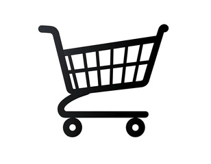 Simple, dark shopping cart icon