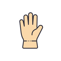 Fototapeta premium A minimalistic vector icon symbol of a hand with fingers spread, representing an open gesture or a stop sign, perfect for safety and communication graphics