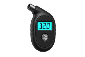 Digital tire pressure gauge showing PSI measurement for car maintenance