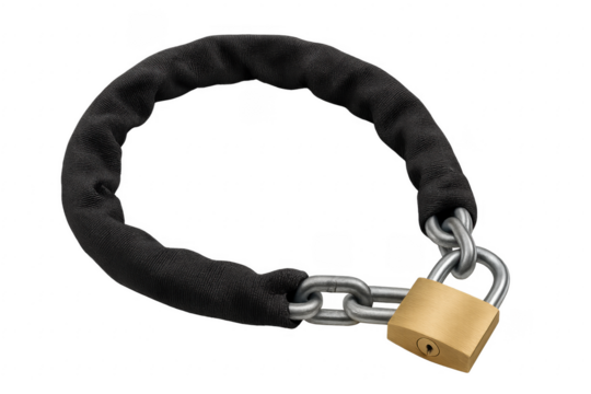 Chain and padlock creating security and protection