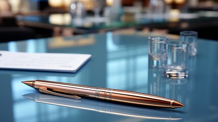 glasses and pen on a notebook