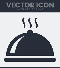 Hot food cloche serving dish icon vector art