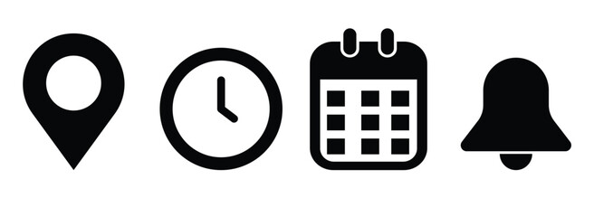 Location, time, calendar and notification icon.