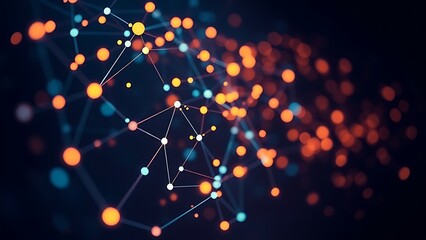 An abstract network of glowing nodes and connections, creating a futuristic visual effect.