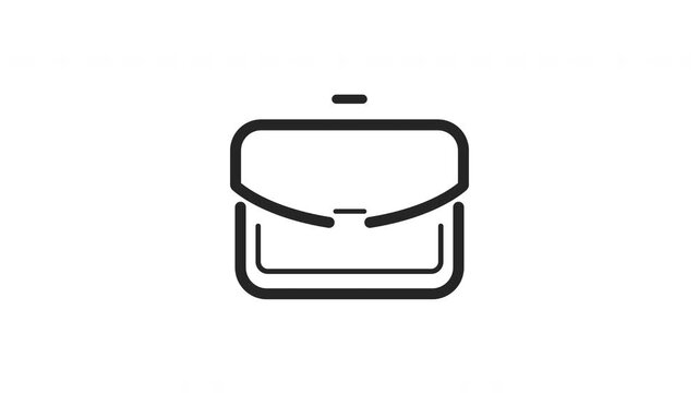 Business work portfolio suitcase, briefcase black icon video design