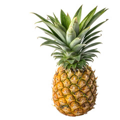 Fototapeta premium Ripe Pineapple with Green Leaves isolated on a transparent background fruit tropical