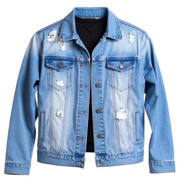 Light blue distressed denim jacket