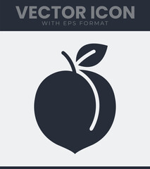 Simple peach fruit icon graphic vector