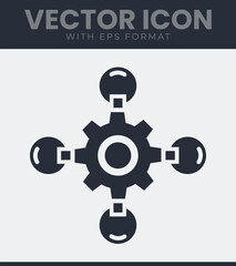 Connected gears network icon simple vector graphic