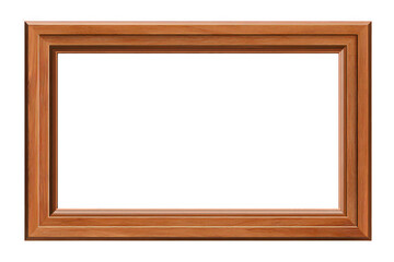 Empty wooden frame on a white background.
