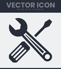 Wrench and screwdriver tools simple vector icon