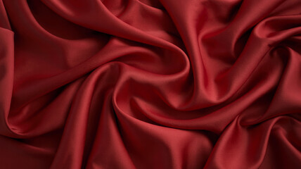 Obraz premium Closeup shot of a luxurious red silk fabric with soft folds and a smooth, shiny texture textile