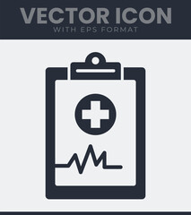 Medical health care report icon with heartbeat line