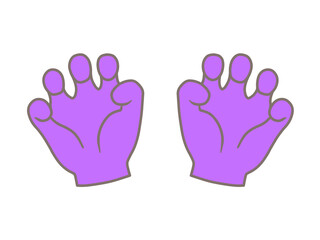手のイラスト「がおー！」紫
