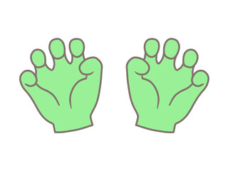 手のイラスト「がおー！」緑