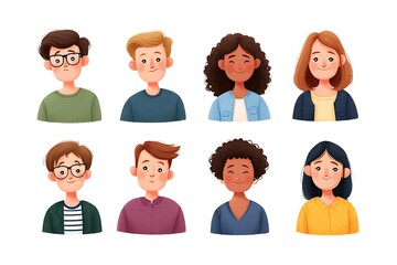 Group of people with different facial expressions