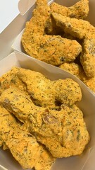 Crispy fried chicken with golden, crunchy skin and juicy, tender meat. A delicious and savory dish, perfect for any meal, served with dipping sauces or side dishes for extra flavor!