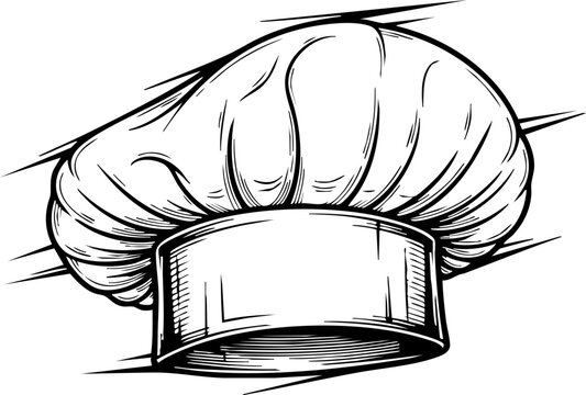 Professional chef hat sketch conveys culinary expertise and kitchen mastery for restaurant branding
