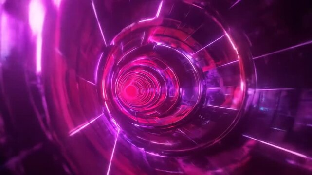 Neon Tunnel Flight: Abstract Futuristic Space Journey