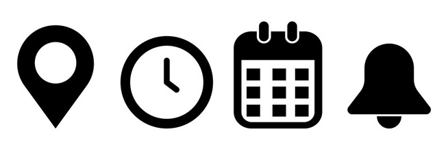 Location, time, calendar and notification icon.