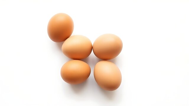 Fresh brown eggs on a white background, emphasizing simplicity and natural food.