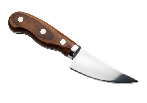 Paring knife with wooden handle isolated on transparent background, a versatile kitchen utensil for peeling, cutting, and preparing food