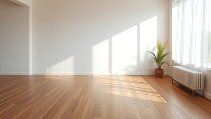 A serene minimalist living room corner with wooden accents, showcasing simplicity and elegance.