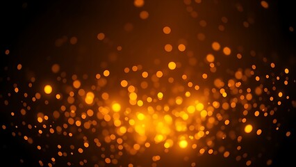 Golden light particles floating in darkness, creating a warm and magical atmosphere.