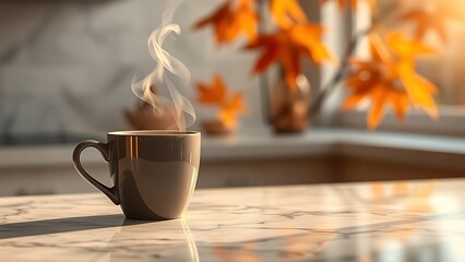Stylish lone coffee cup with delicate steam swirls, embodying serene solitude.