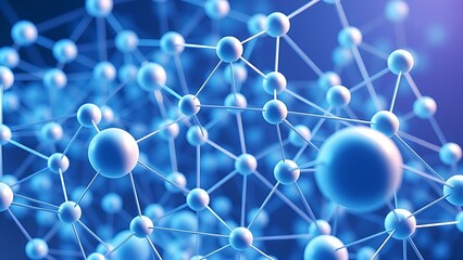 Abstract blue and white interconnected spheres, illustrating futuristic connectivity.