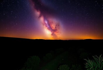 Naklejka premium Ephemeral, luminous pathway across a dark, starlit sky, nebula, stars