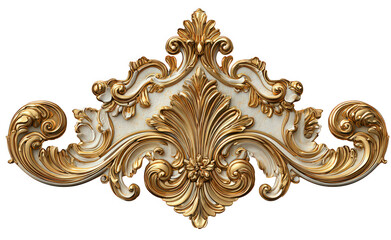 Ornate golden decorative wall art with intricate designs.