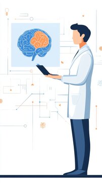 Medical Professional Analyzing Brain Structure with Digital Interface