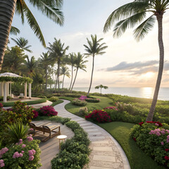luxury landscape design of the tropical garden