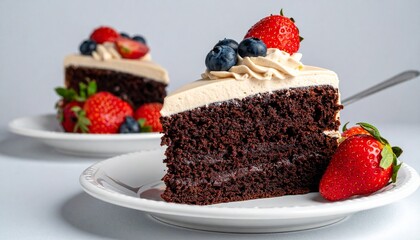 Delicious Chocolate Cake with Fresh Berries.
