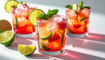 Refreshing Raspberry Lime Cocktails with Mint.