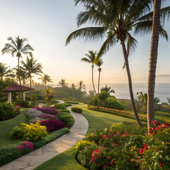 luxury landscape design of the tropical garden