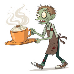 zombie holding cup of coffee
