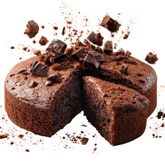 Freshly Baked Chocolate Cake Being Broken into Pieces