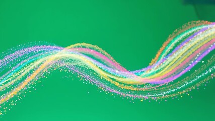 Vibrant abstract light trails dance across a serene green background, a dynamic visual for technology and celebration. - Powered by Adobe