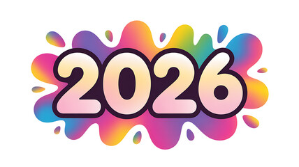 Colorful 2026 new year design with vibrant gradient background perfect for invitations posters and social media graphics to celebrate the upcoming year with festive cheer and modern style