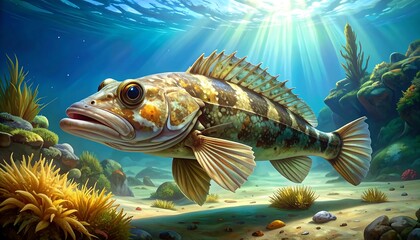 Obraz premium Subaquatic Fish of the Deep Sea Illustrative Representation