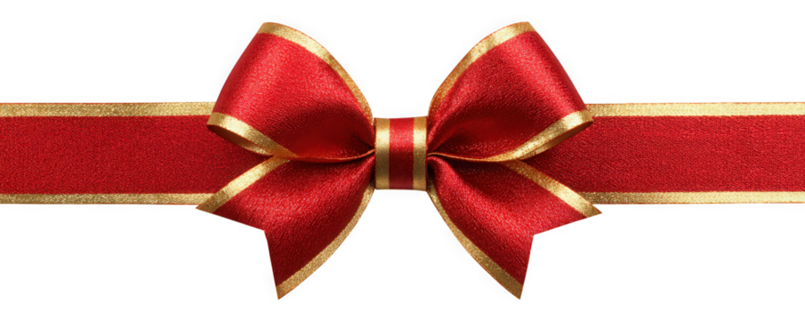 Elegant red and gold ribbon bow for festive occasions. - Powered by Adobe