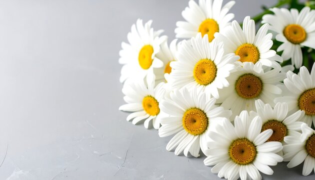 Bouquet of white daisies on gray - Powered by Adobe