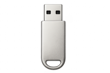USB flash drive providing digital data storage on transparent background