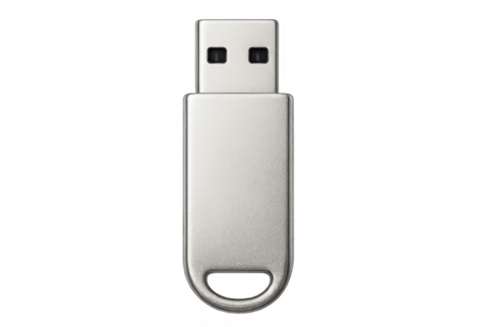 USB flash drive providing digital data storage on transparent background